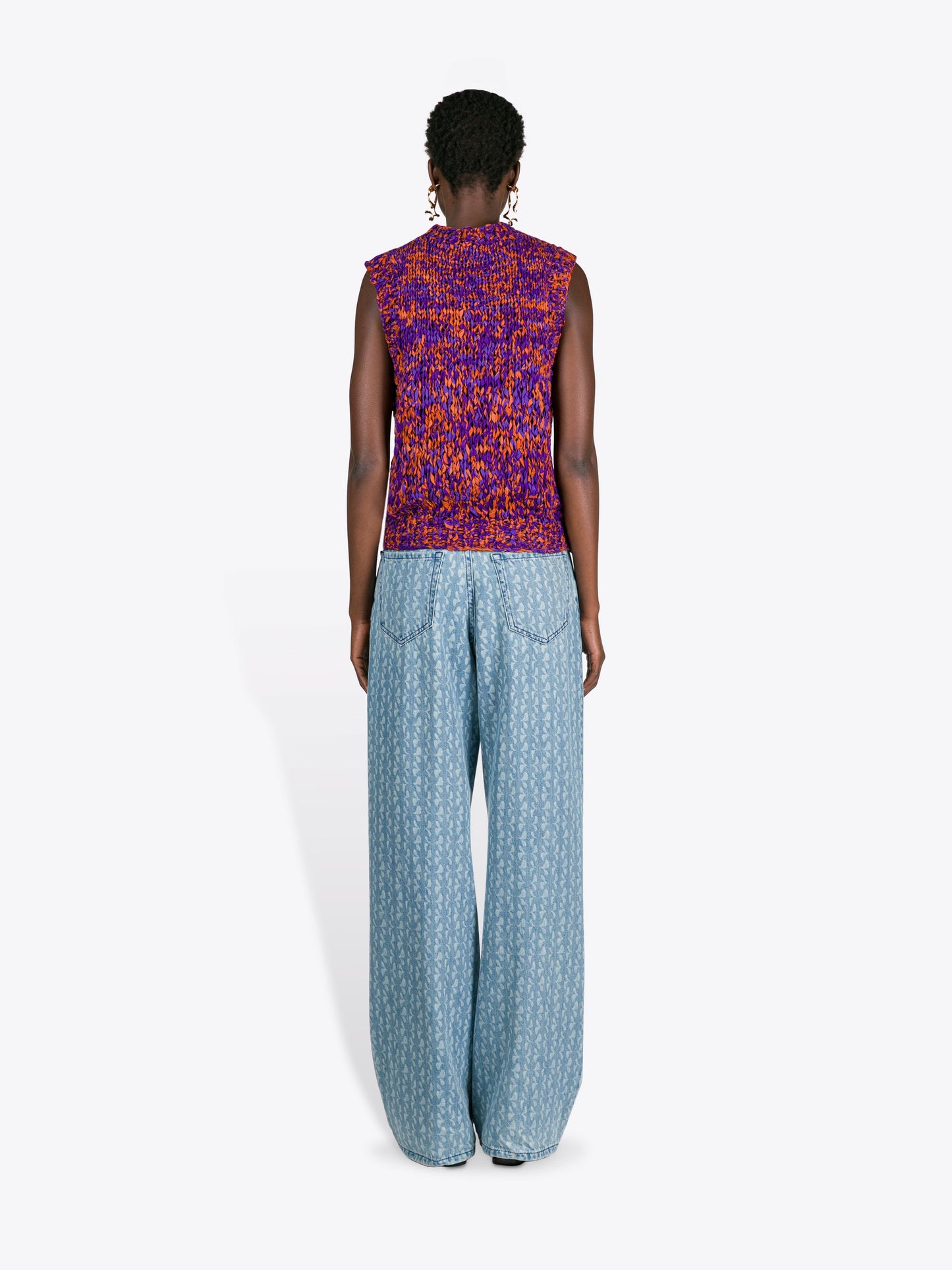 Printed Denim Pants