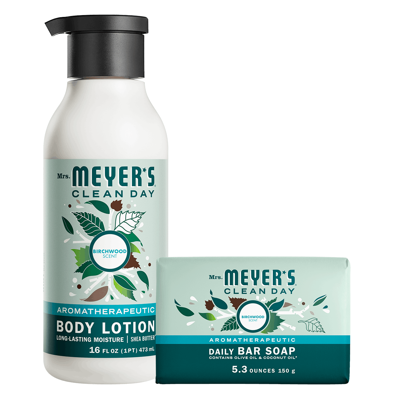 Mrs. Meyers Birchwood Bar Soap and Body Lotion Set - for Body Care