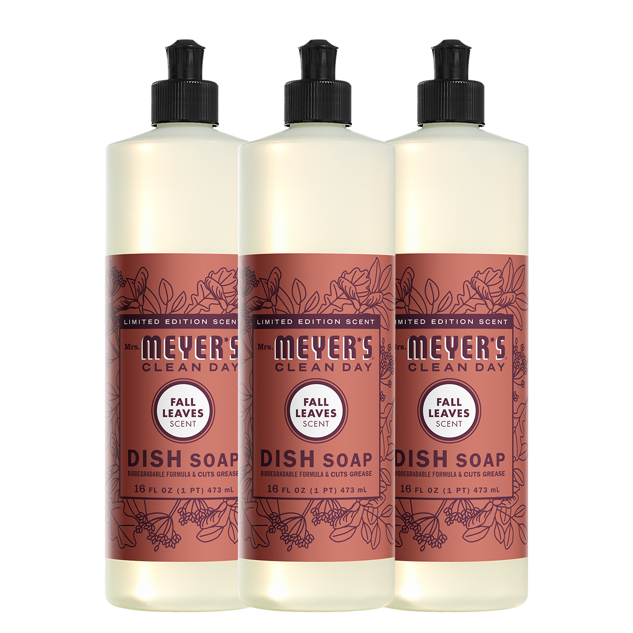 Mrs. Meyers Fall Leaves Dish Soap 3 - count bundle - for Dishwashing