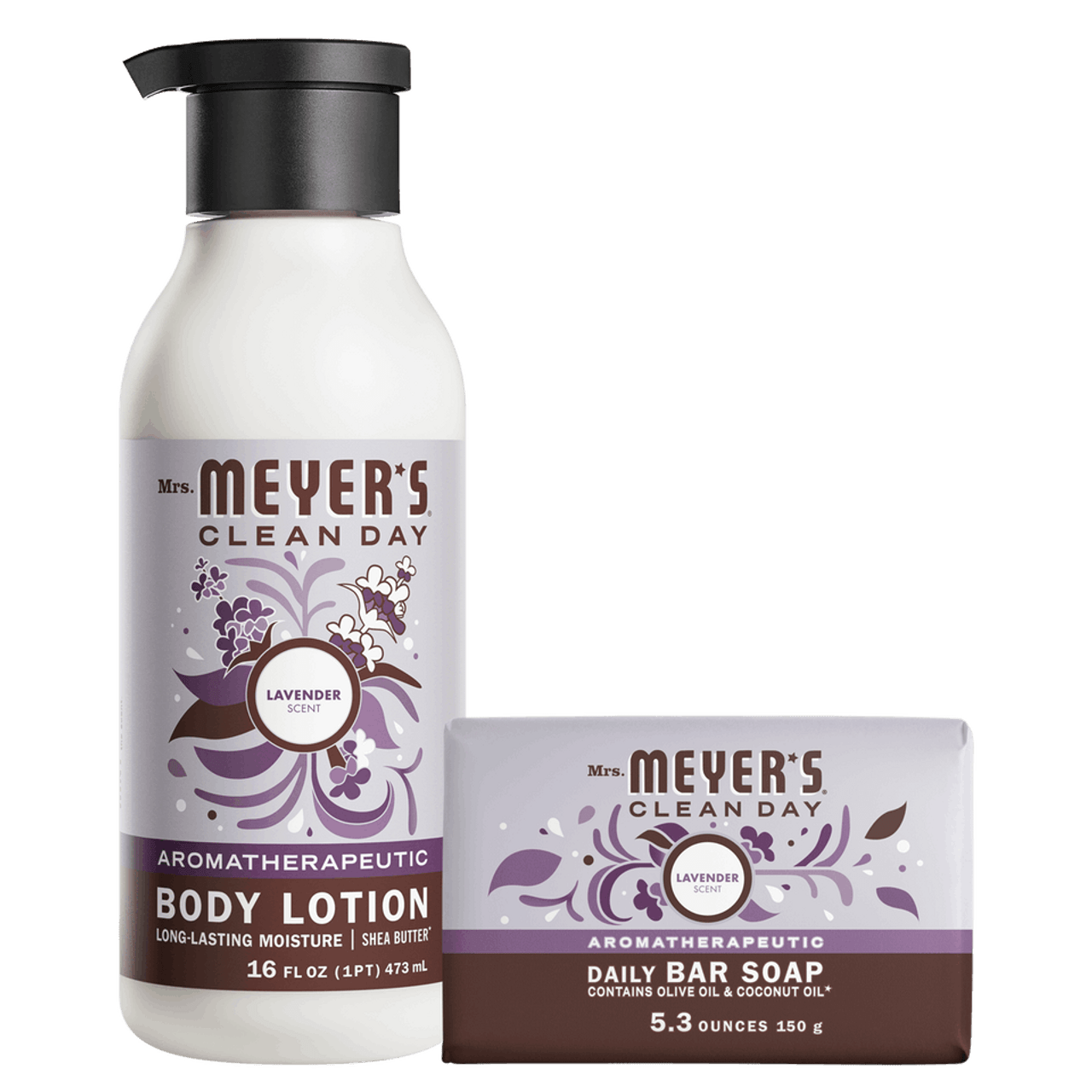 Mrs. Meyers Lavender Bar Soap and Body Lotion Set - for Body Care