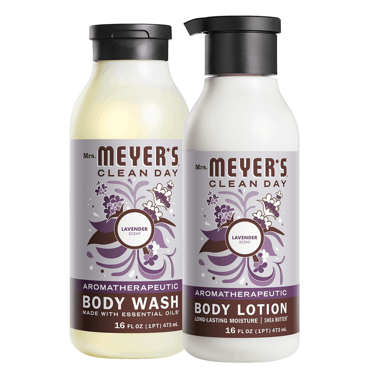 Mrs. Meyers Lavender Body wash and Body Lotion Set - for Body Care