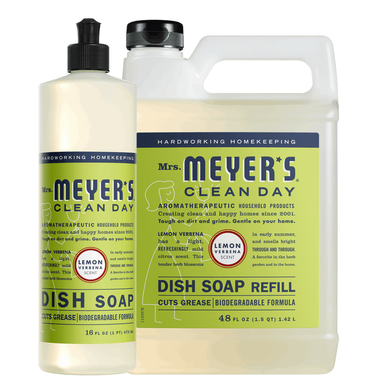 Mrs. Meyers Lemon Verbena Dish Soap and Refill set - for Dishwashing