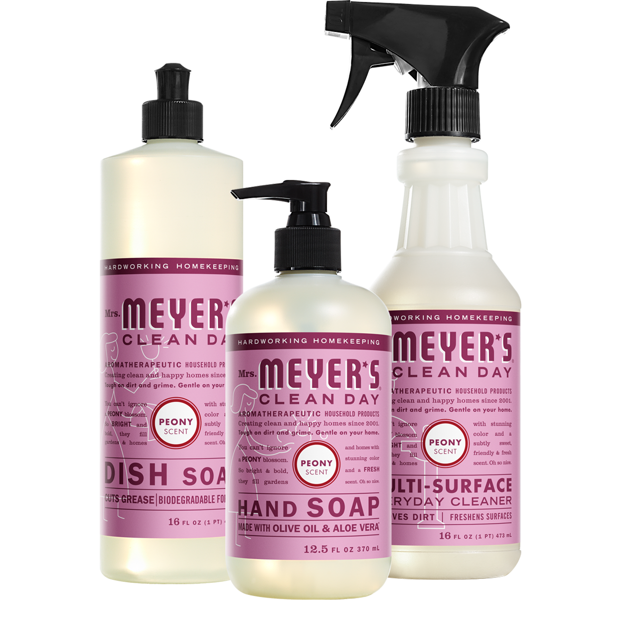 Mrs. Meyers Peony Kitchen Basics Set - for Hand Care