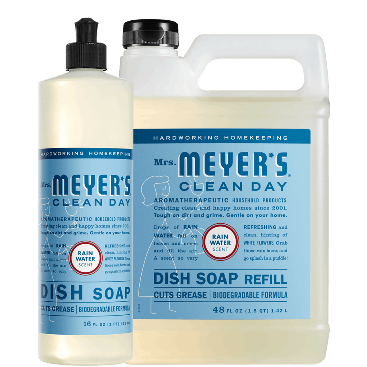 Mrs. Meyers Rain Water Dish Soap and Refill Set - for Dishwashing