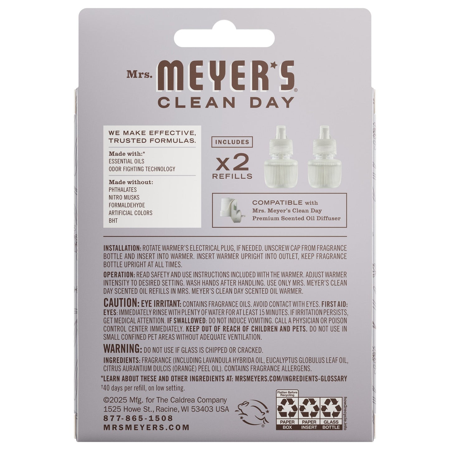 Lavender Plug In Scented Oil Refill 2 - Pack - for Home Fragrance