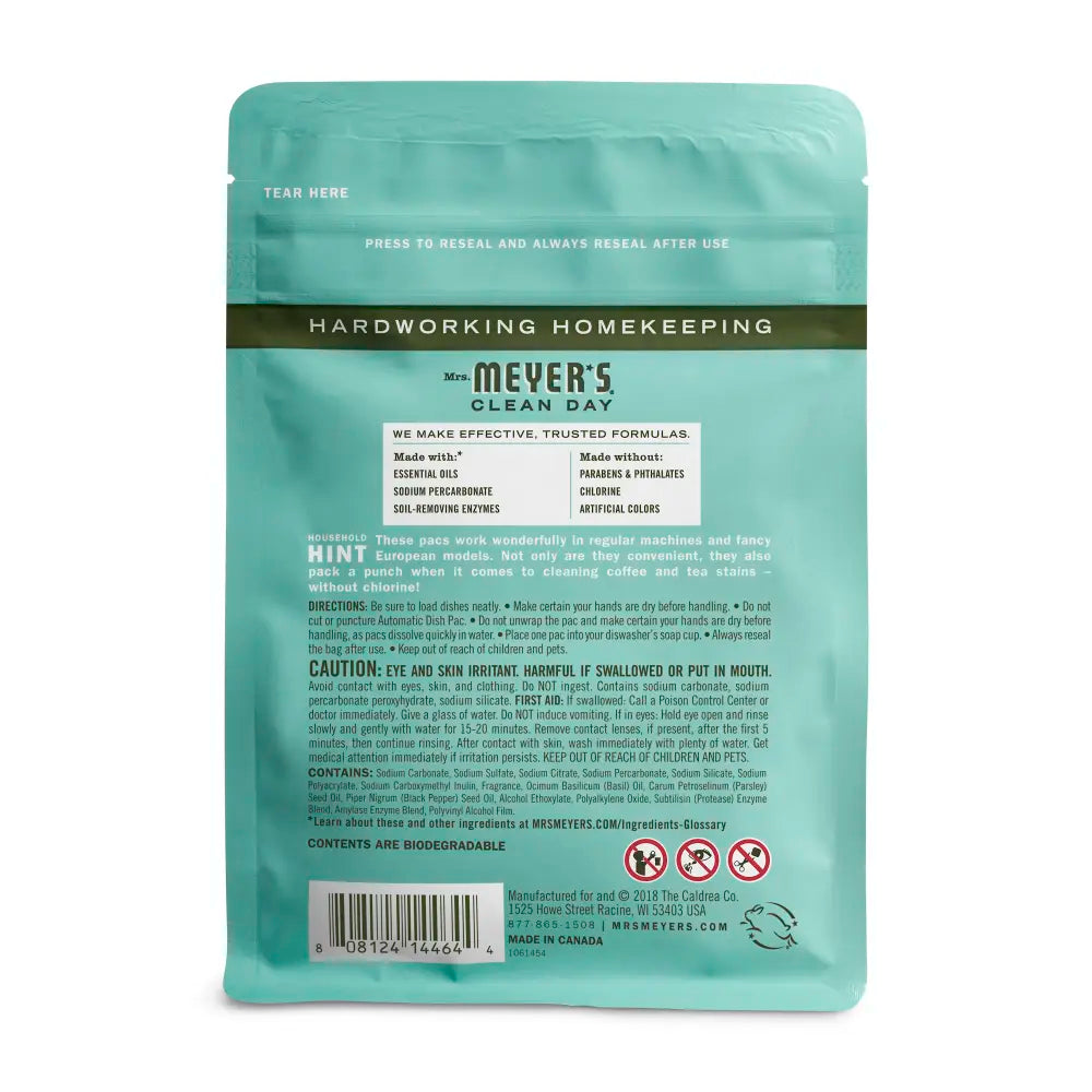Mrs. Meyers Basil Automatic Dish Packs - for Dishwashing