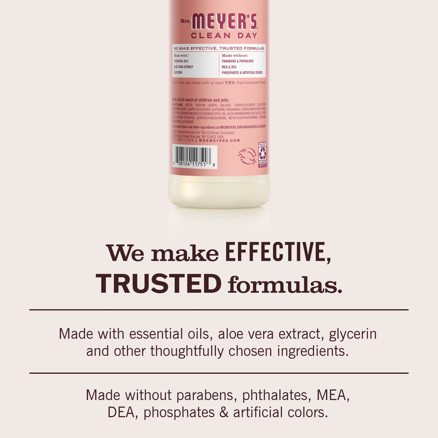 Mrs. Meyers Rose Dish Soap 3 - count bundle - for Dishwashing