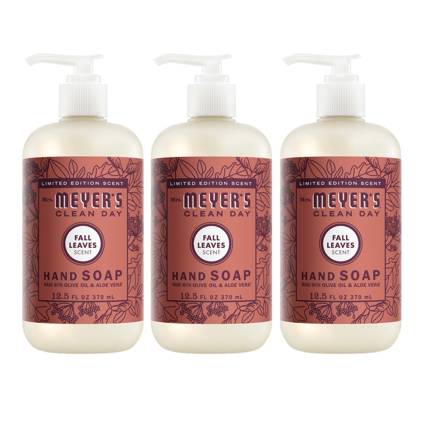 Mrs. Meyers Fall Leaves Liquid Hand Soap 3 - count Bundle - for Hand Care