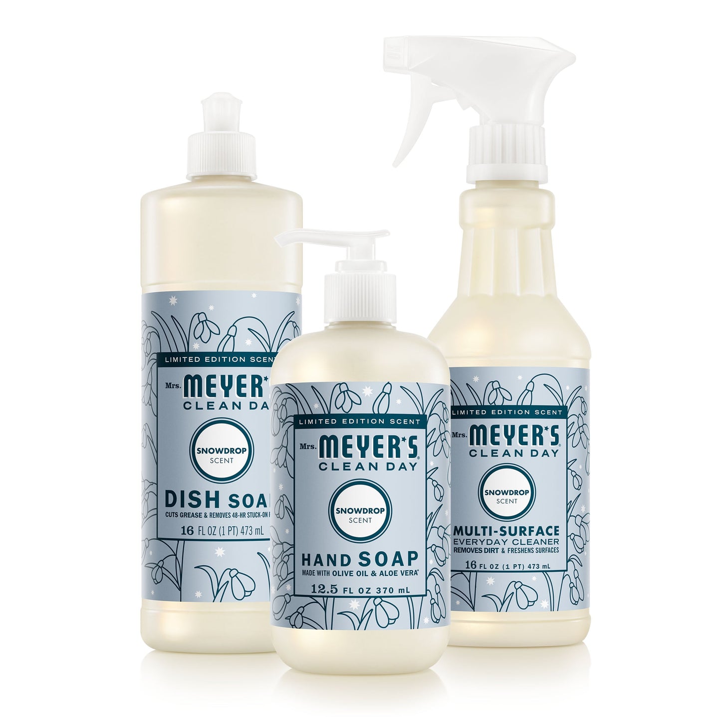 Mrs. Meyers Snowdrop Kitchen Basics Set - for Hand Care