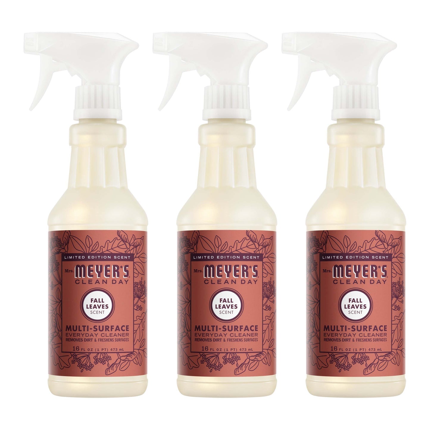 Mrs. Meyers Fall Leaves Multi - Surface Everyday Cleaner 3 - count Bundle - for Coordinated Home Care