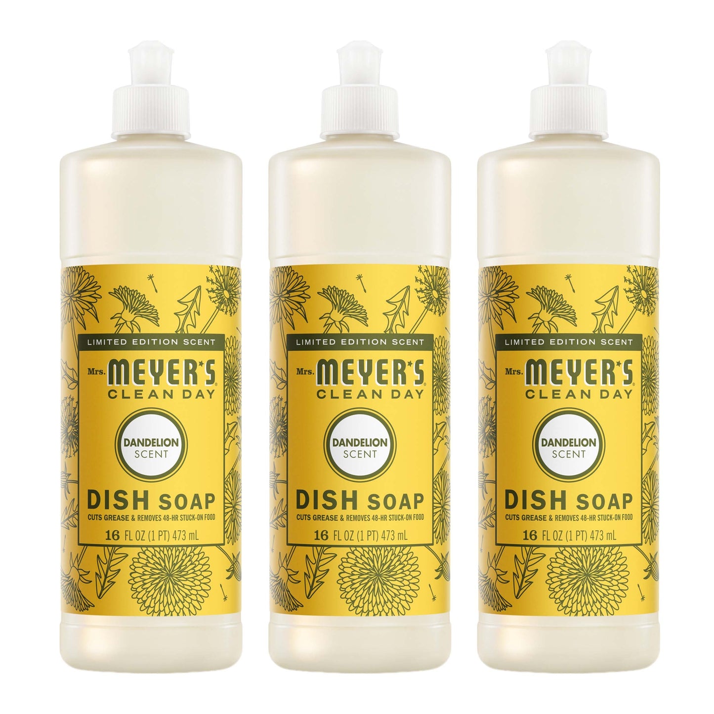 Mrs. Meyers Dandelion Dish Soap 3 - count bundle - for Dishwashing