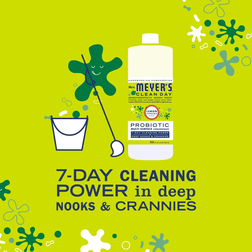 Mrs. Meyers Lemon Verbena Probiotic Multi - Surface Concentrate - for Easy Refilling