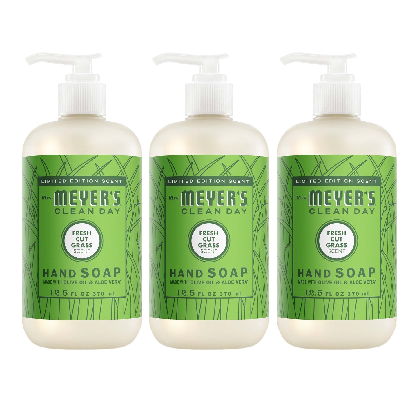 Mrs. Meyers Fresh Cut Grass Liquid Hand Soap 3 - count Bundle - for Hand Care