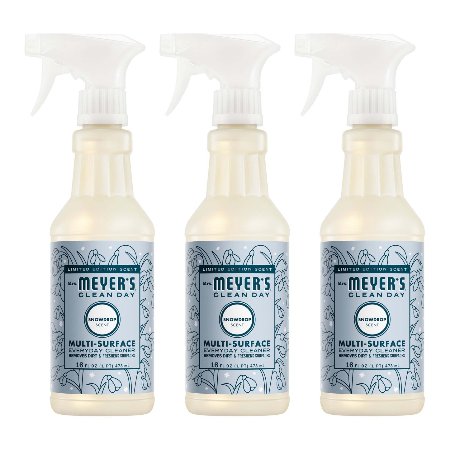 Mrs. Meyers Snowdrop Multi - Surface Everyday Cleaner 3 - count Bundle - for Coordinated Home Care