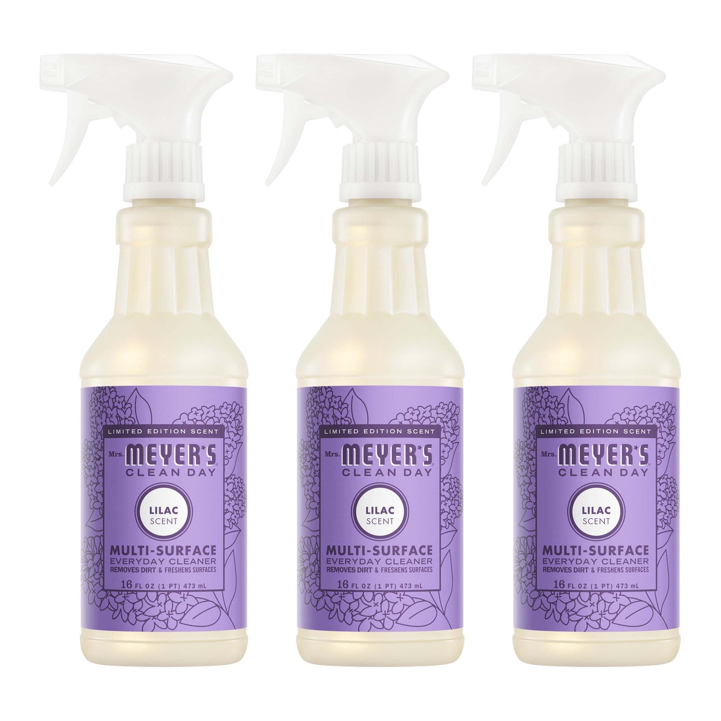 Mrs. Meyers Lilac Multi - Surface Everyday Cleaner 3 - count Bundle - for Coordinated Home Care