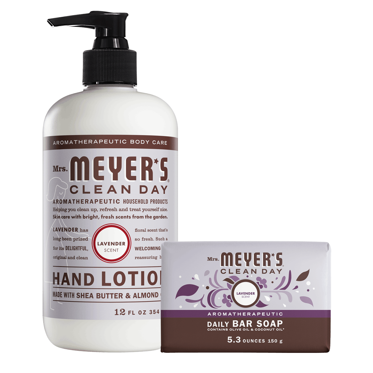 Mrs. Meyers Lavender Bar Soap and Hand Lotion Set - for Body Care