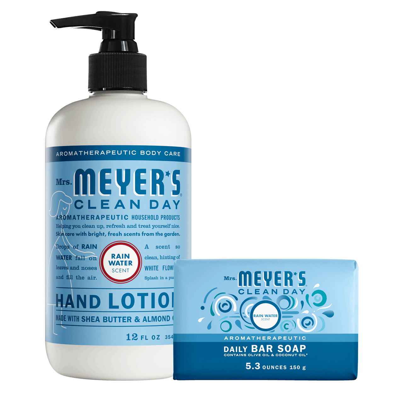 Mrs. Meyers Rain Water Bar Soap and Hand Lotion Set - for Body Care