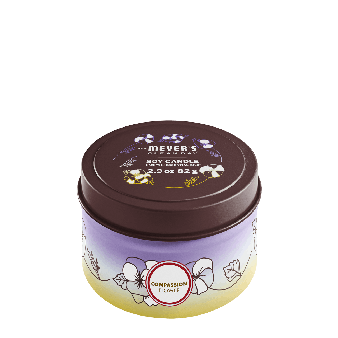 Mrs. Meyers Compassion Flower Tin Candle - for Home Fragrance