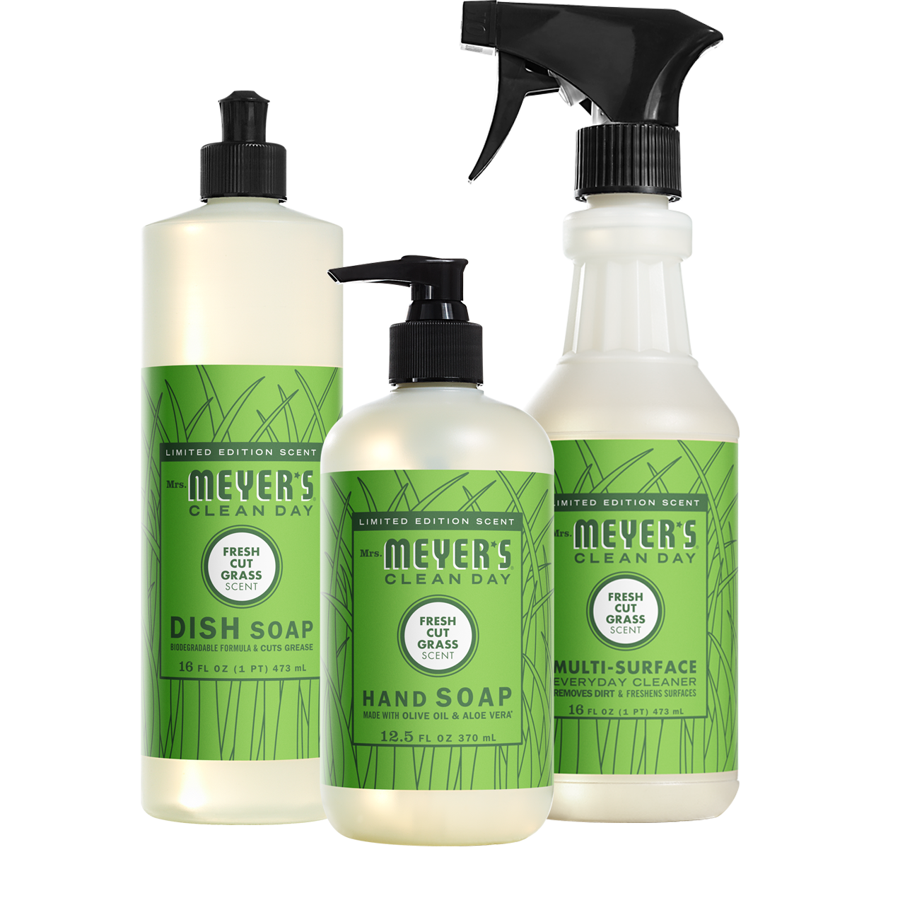 Mrs. Meyers Fresh Cut Grass Kitchen Basics Set - for Hand Care