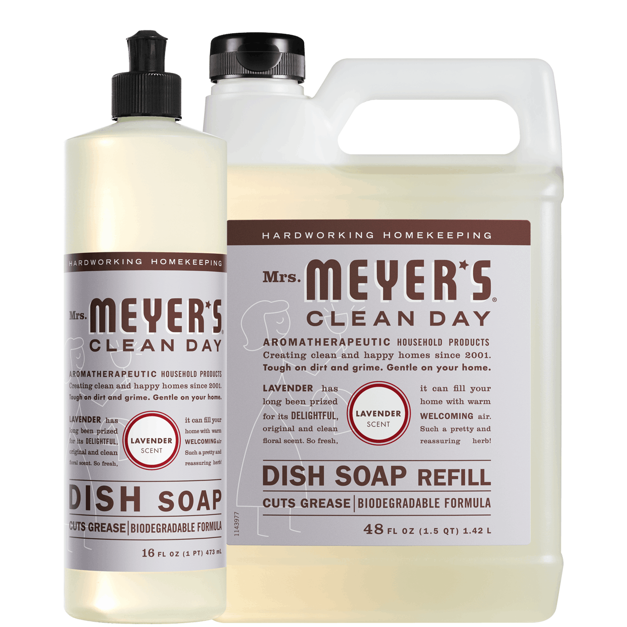 Mrs. Meyers Lavender Dish Soap and Refill Set - for Dishwashing