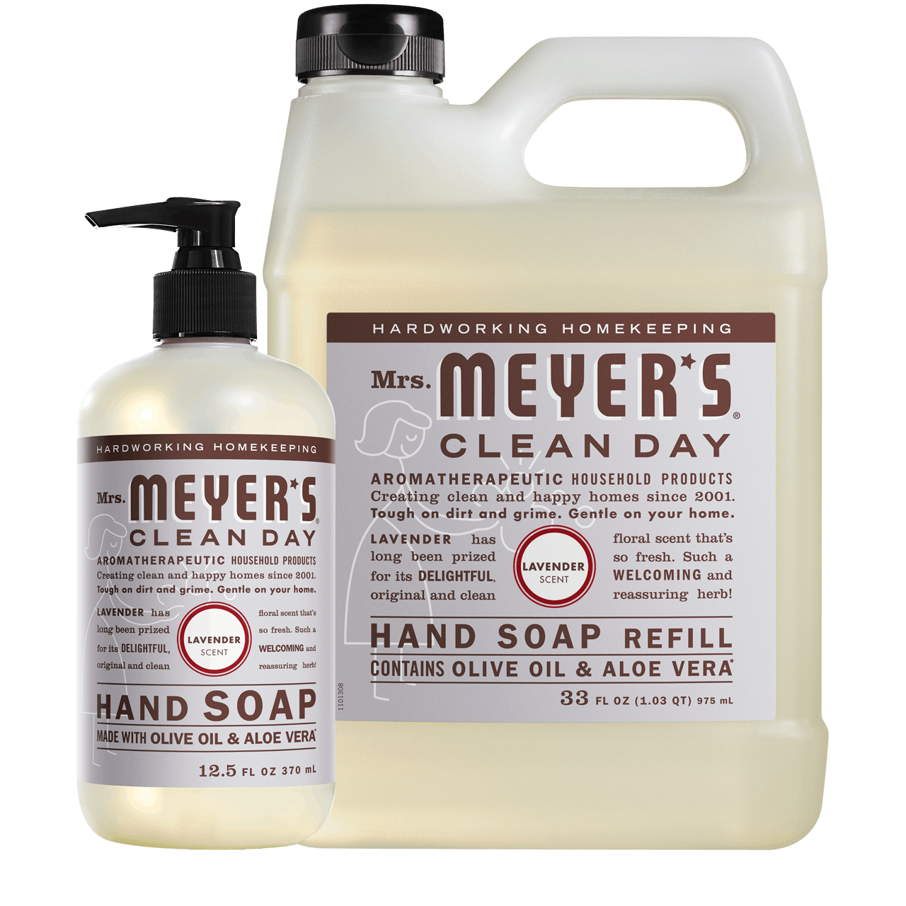 Mrs. Meyers Lavender Liquid Hand Soap and Refill Set - for Hand Care