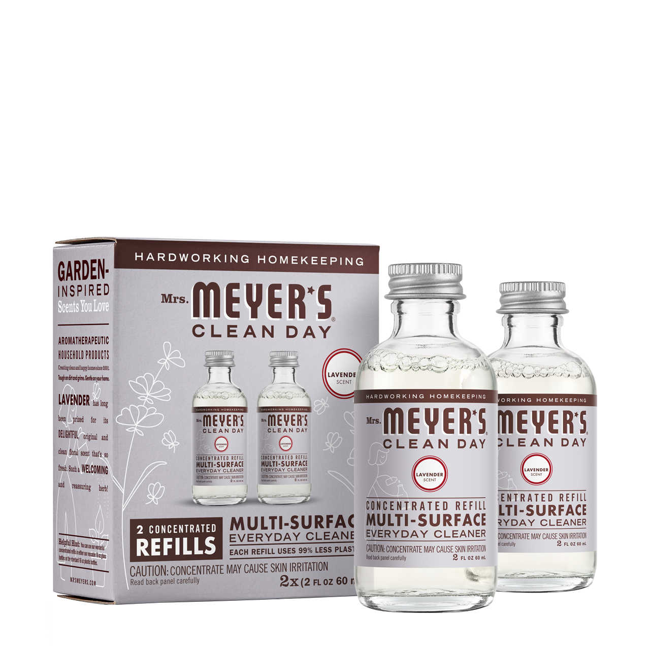 Mrs Meyers Lavender Multi - Surface Everyday Cleaner Concentrate Refill 2 - Pack - for Easy Refilling