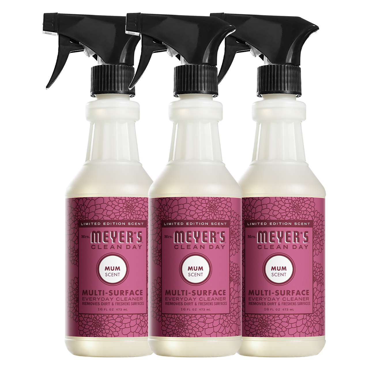 Mrs. Meyers Mum Multi - Surface Everyday Cleaner 3 - count Bundle - for Coordinated Home Care