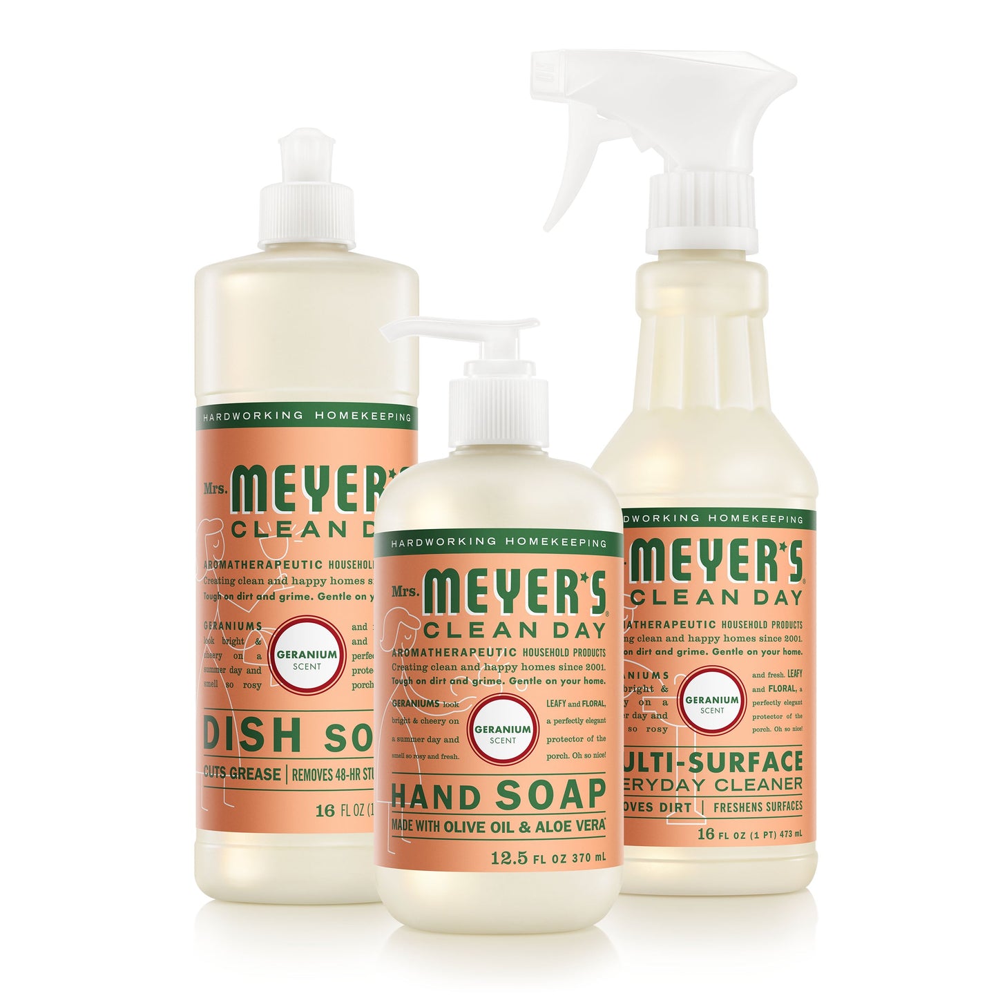 Mrs. Meyers Geranium Kitchen Basics Set - for Hand Care