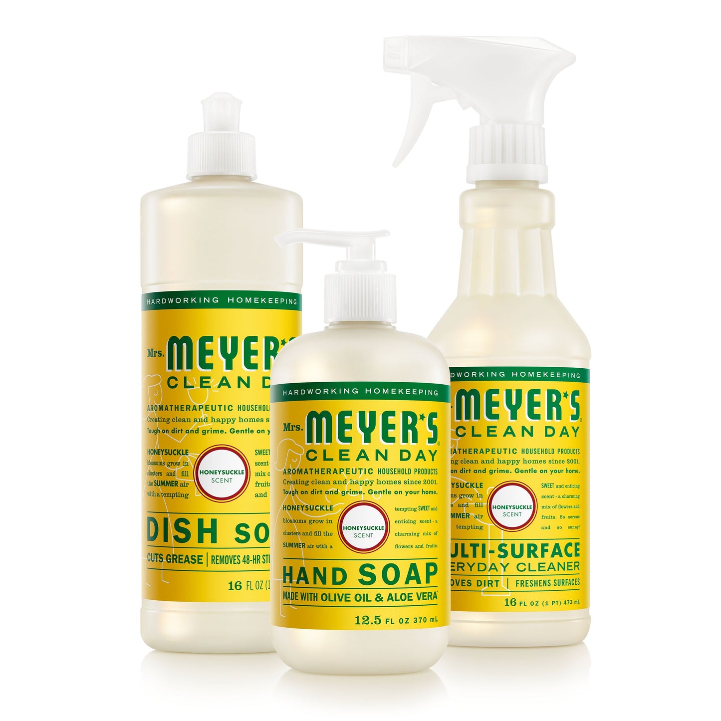 Mrs. Meyers Honeysuckle Kitchen Basics Set - for Hand Care