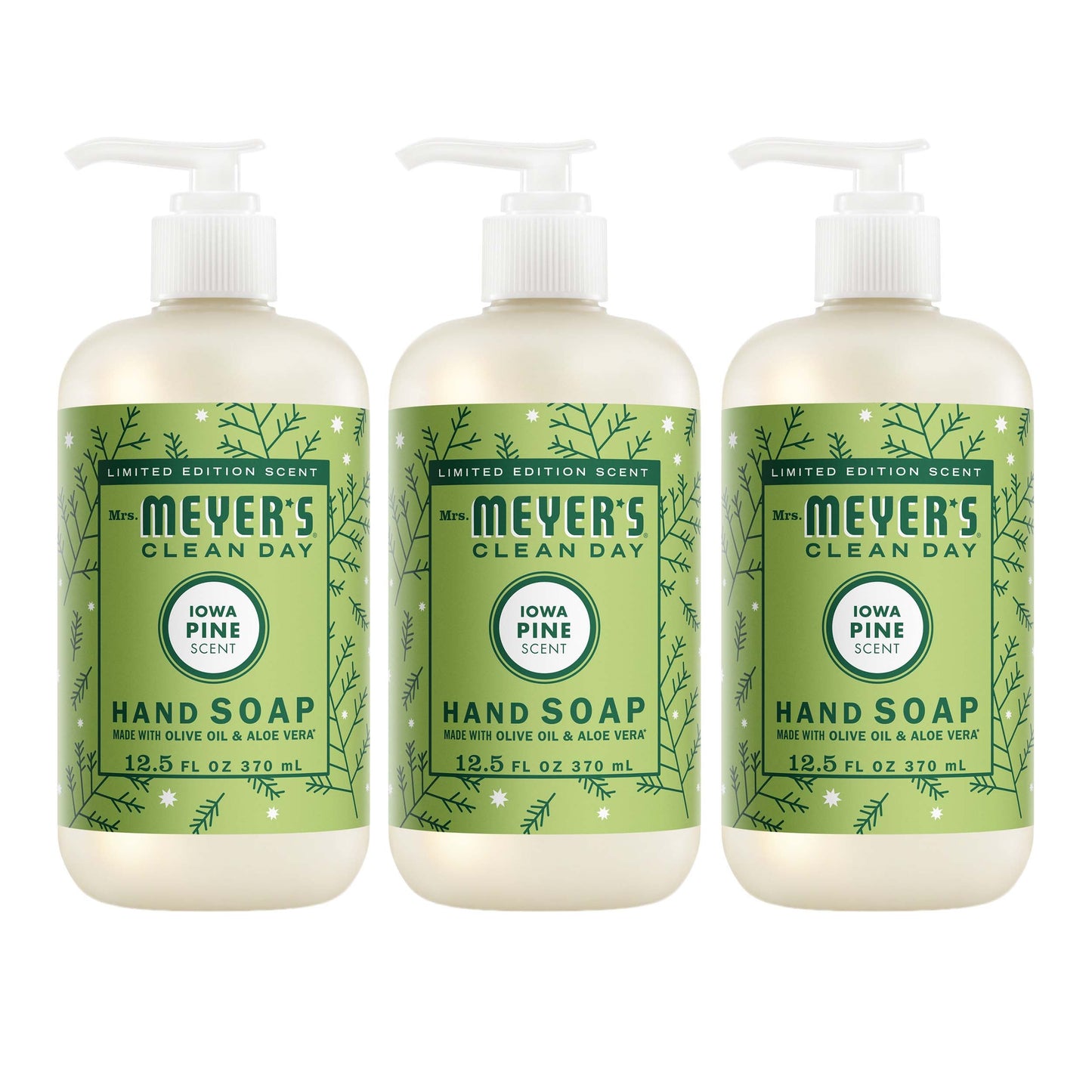 Mrs. Meyers Iowa Pine Liquid Hand Soap 3 - count Bundle - for Hand Care