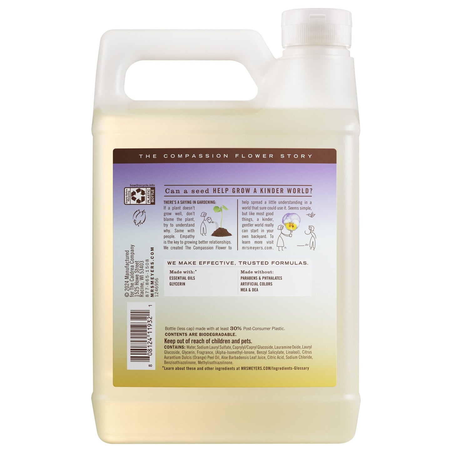 Mrs. Meyers Compassion Flower Dish Soap Refill - for Dishwashing