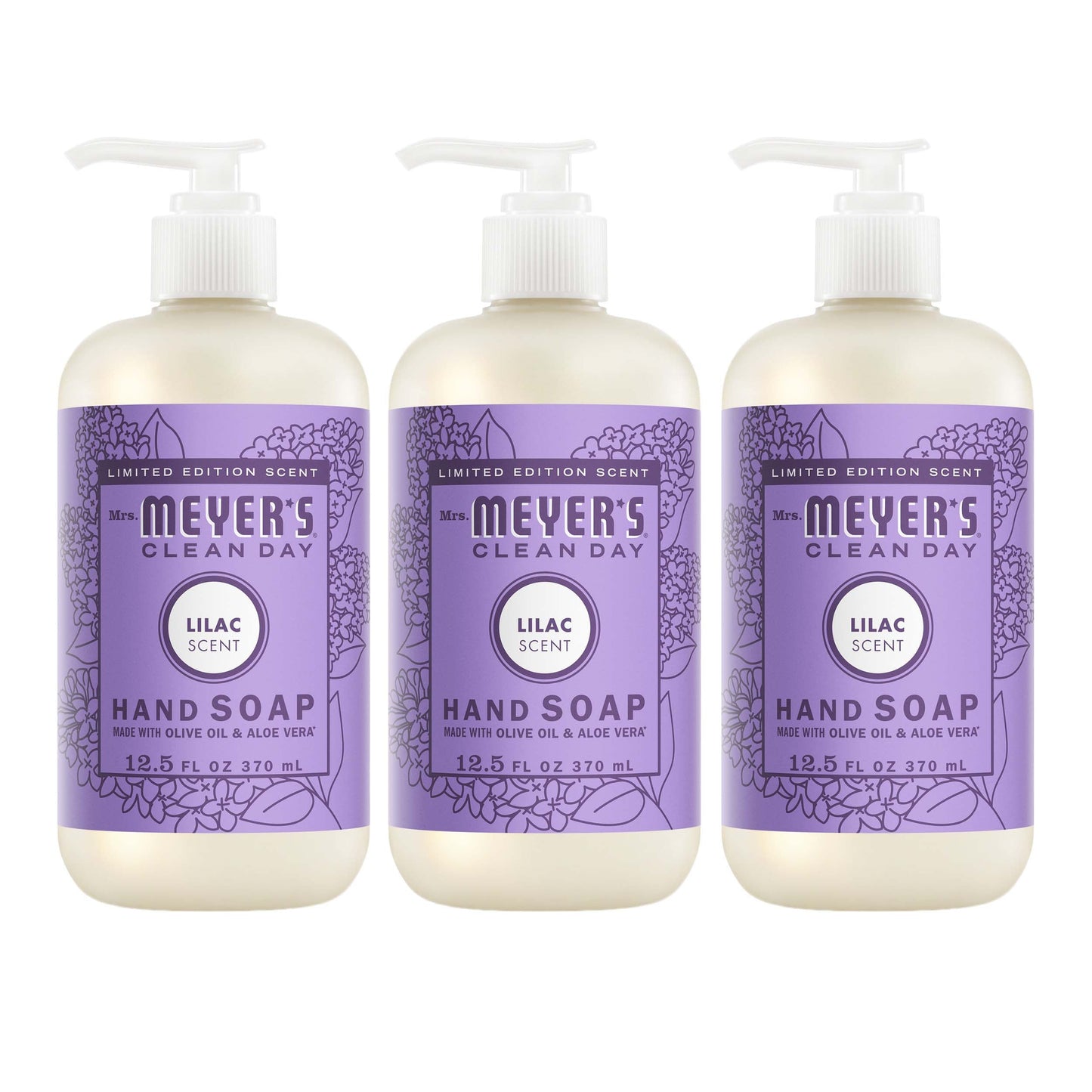 Mrs. Meyers Lilac Liquid Hand Soap 3 - count Bundle - for Hand Care