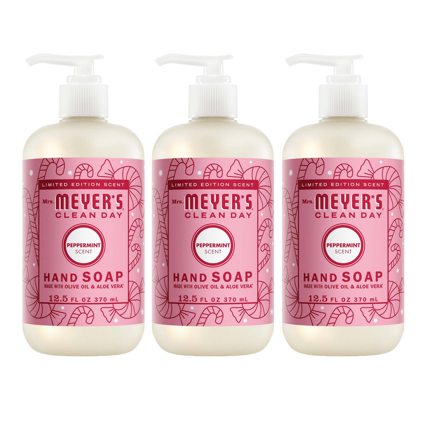 Mrs. Meyers Peppermint Liquid Hand Soap 3 - count Bundle - for Hand Care