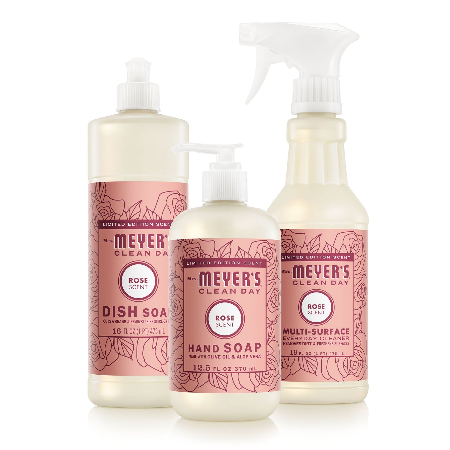 Mrs. Meyers Rose Kitchen Basics Set - for Hand Care