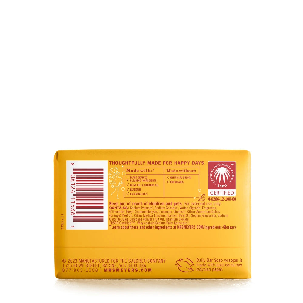 Mrs. Meyers Clementine Daily Bar Soap - for Body Care