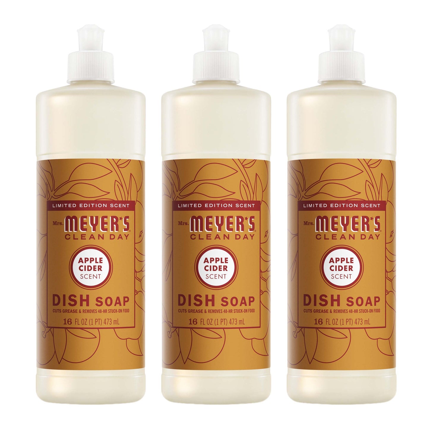 Mrs. Meyers Apple Cider Dish Soap 3 - count bundle - for Dishwashing