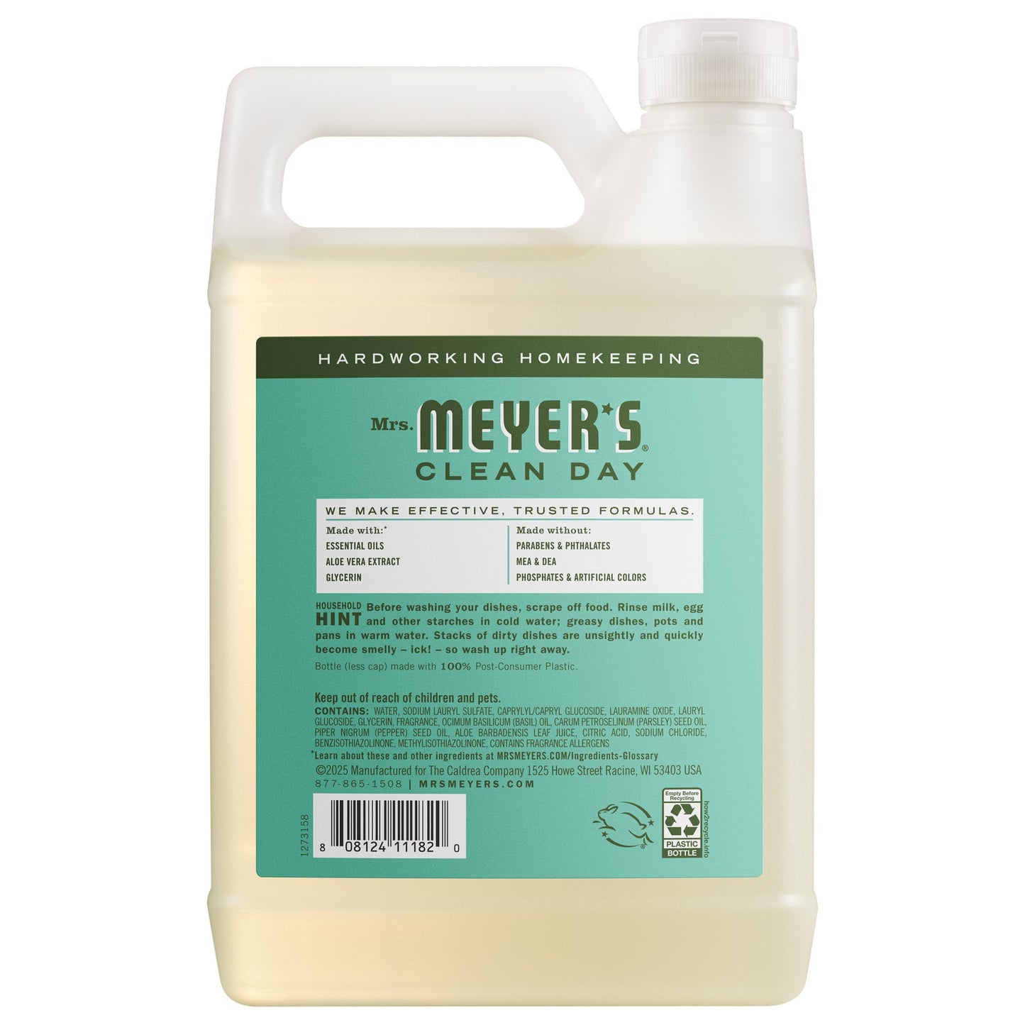 Mrs. Meyers Basil Dish Soap Refill - for Dishwashing