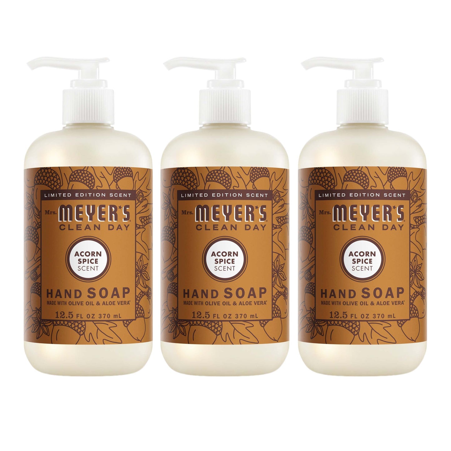 Mrs. Meyers Acorn Spice Liquid Hand Soap 3 - count Bundle - for Hand Care